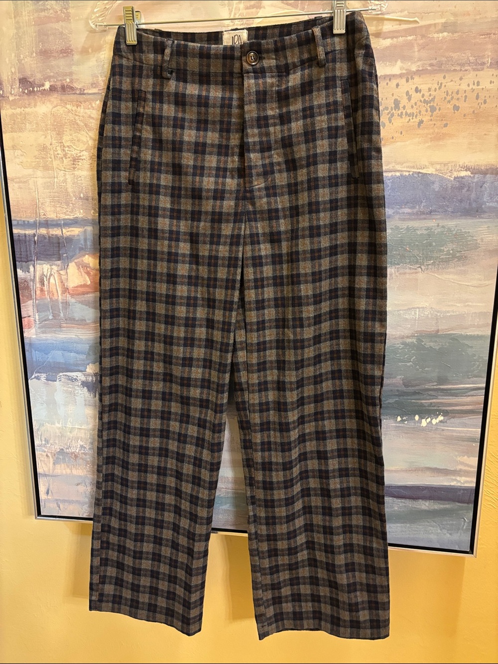 Brown and Blue Plaid Dress Pants